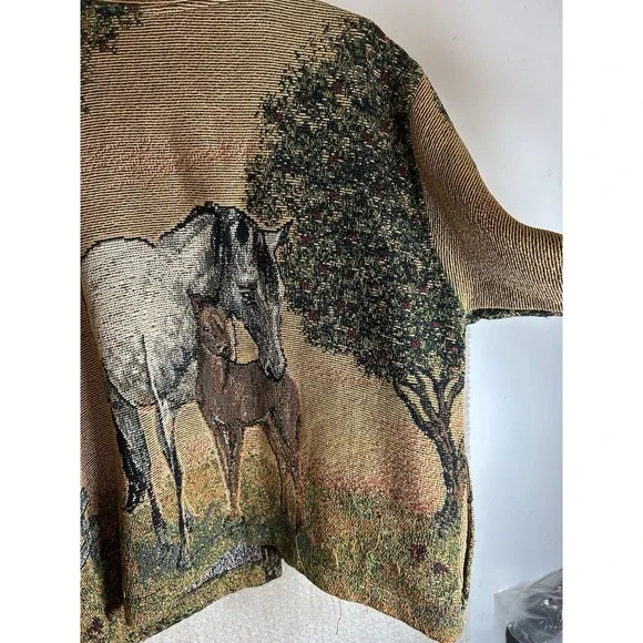 Sugar Street Weavers Vintage Cardigan Sweater XL Horse Tapestry EUC - Picture 11 of 16
